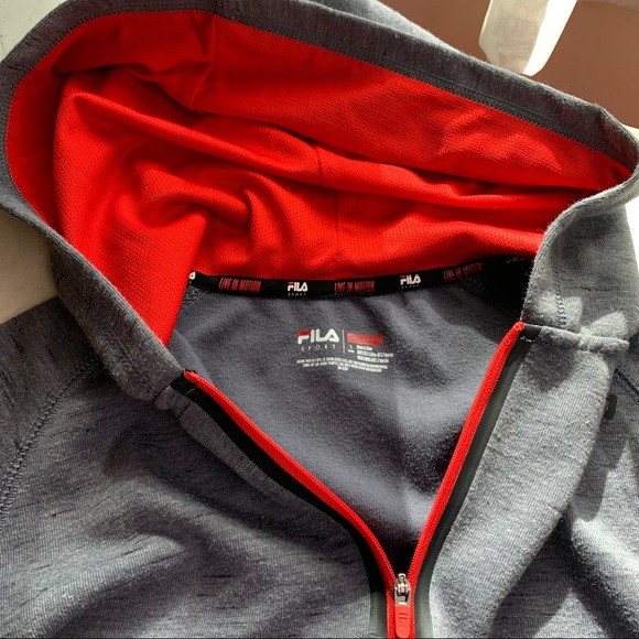 Fila Sport Gray/Red Hoodie Pull Over - Picture 2 of 6